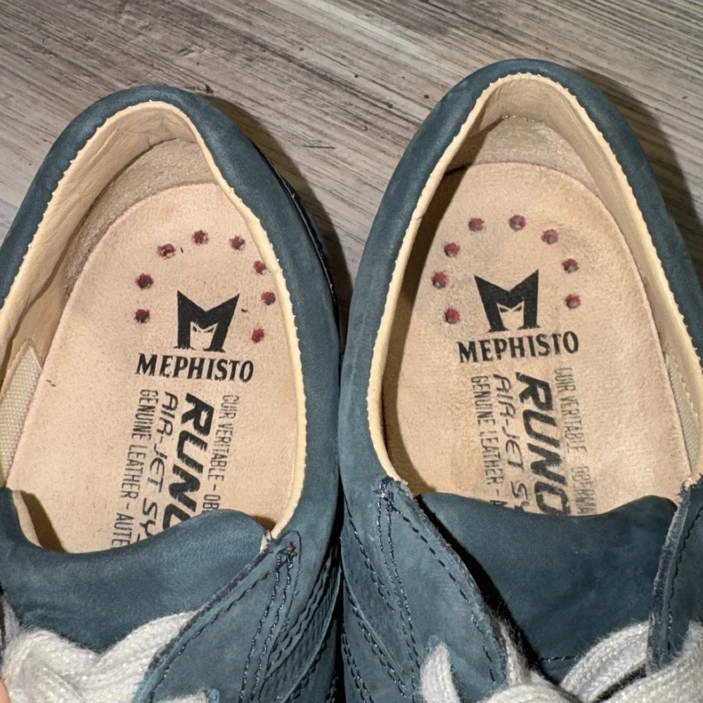 Mephisto Runoff Air Jet Sneakers Blue Suede‎ Leather Athletic Shoes Size 6